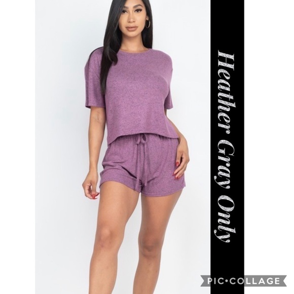 Cute!! Cute!! 2 Piece Heather Gray Shorts n Top - Picture 2 of 3